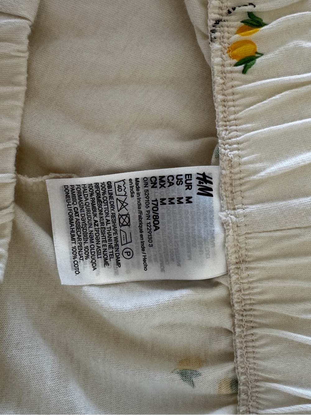 NWOT H&M Organic Cotton Lemon Print Pajama Set size Medium - Picture 8 of 8